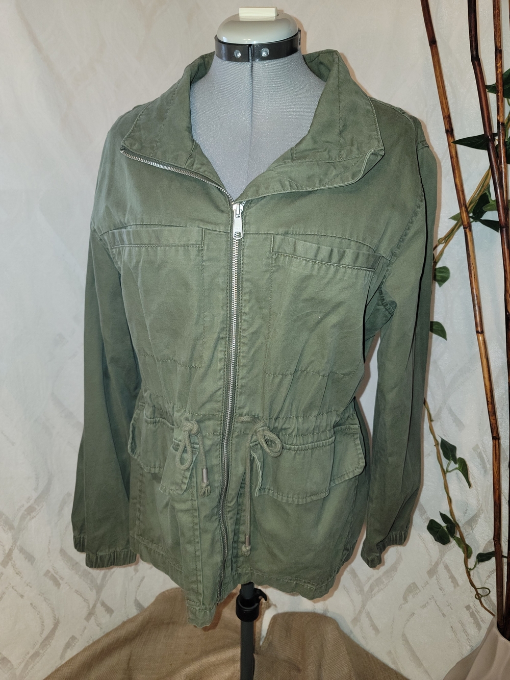 Classic Old Navy 100% Cotton Utility Barn Jacket in Olive Green – Size XL
